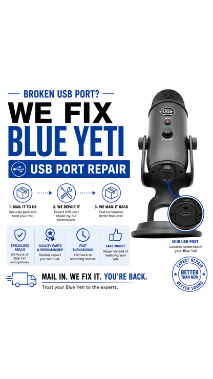 Blue Yeti microphone USB port repair
