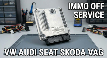 EDC16 Immo Off service for VW Audi Seat Skoda ECU seen in professional service environment.