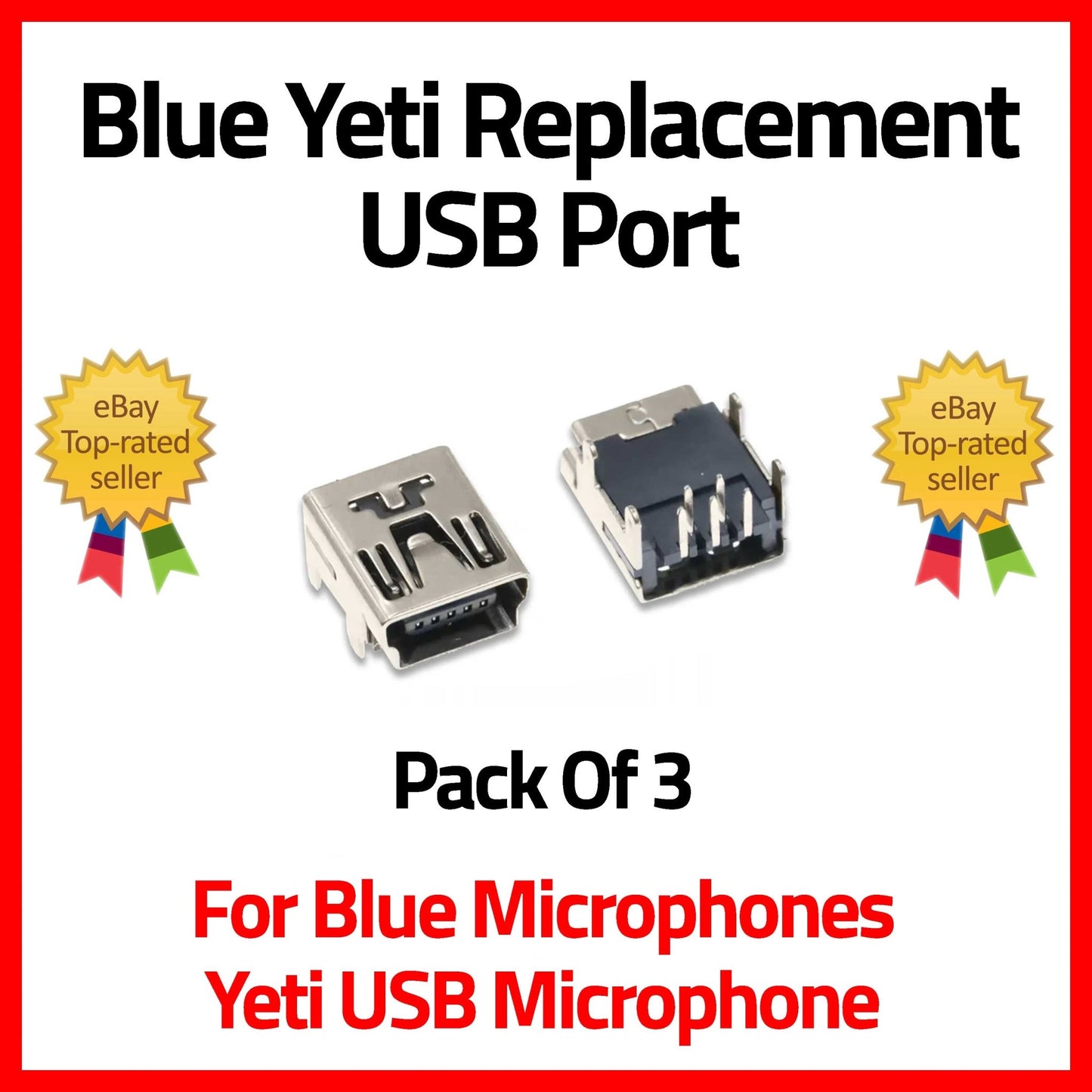 3x Blue Yeti Classic Replacement USB Port for fixing connection issues with Blue Yeti microphones.