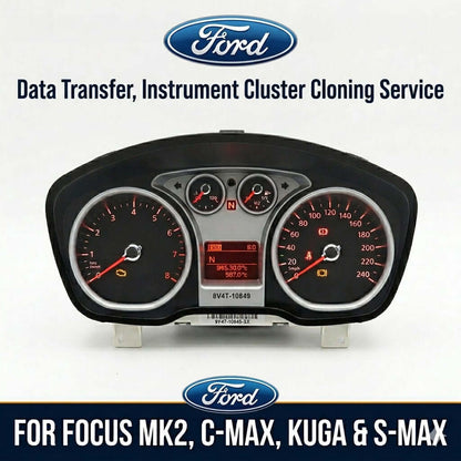 Cloning Service FORD FOCUS C-MAX KUGA Instrument Cluster with clear display indicators and data transfer features.