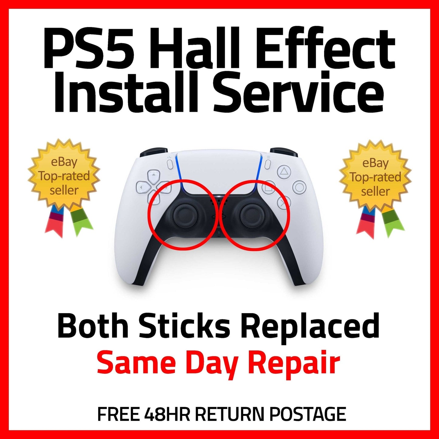 PS5 Controller HALL EFFECT Joystick Upgrade Service - Stick Drift Repair - Game Gear Garage