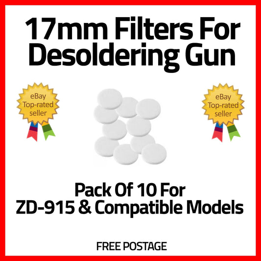 Pack of 10 Desoldering Gun Filters 17mm - Game Gear Garage